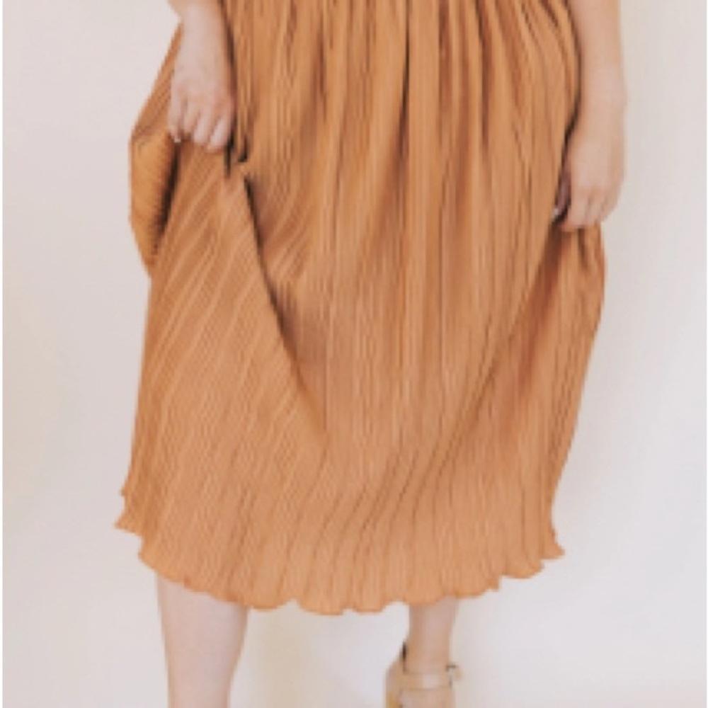 Love Riche Tan Midi A-Line Skirt